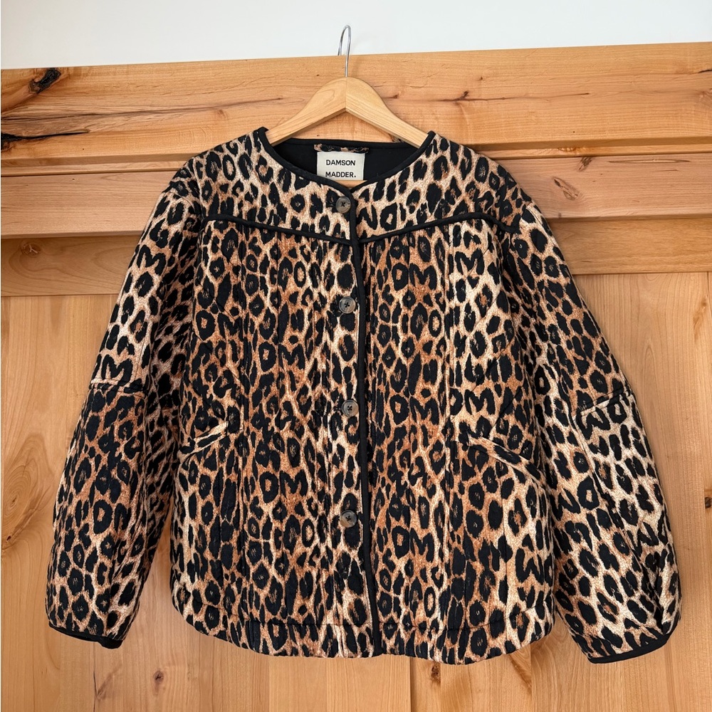 Damson Madder Macy Leopard print quilted jacket